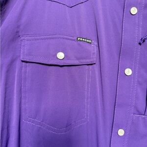 Poncho Men's Purple Pearl Snap Shirt, XL Slim
